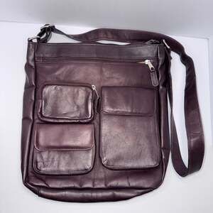 (SOLD) Vintage Latico Genuine Leather Crossbody/ Shoulder Bag Brown / Red Multi-